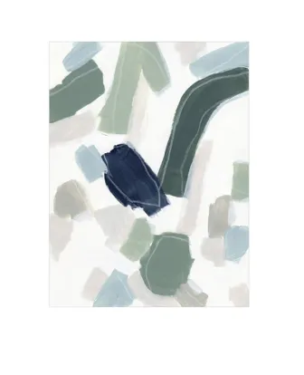 AW 0326 - Artwork - Medium - Green, Blue & Grey Brush Strokes Canvas in White Frame