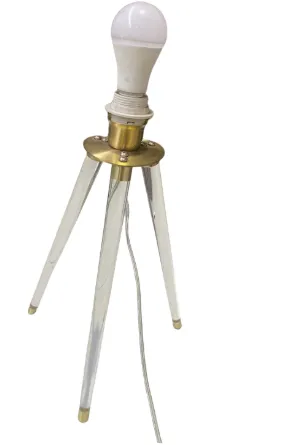 LP 0112 - Table Lamp - Clear Acrylic Tripod Leg Base with White Shade