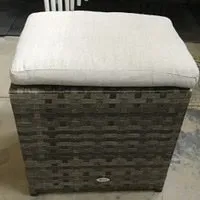 OD OT 6168 - Outdoor - Ottoman - Light Brown Rattan with Beige Cushion