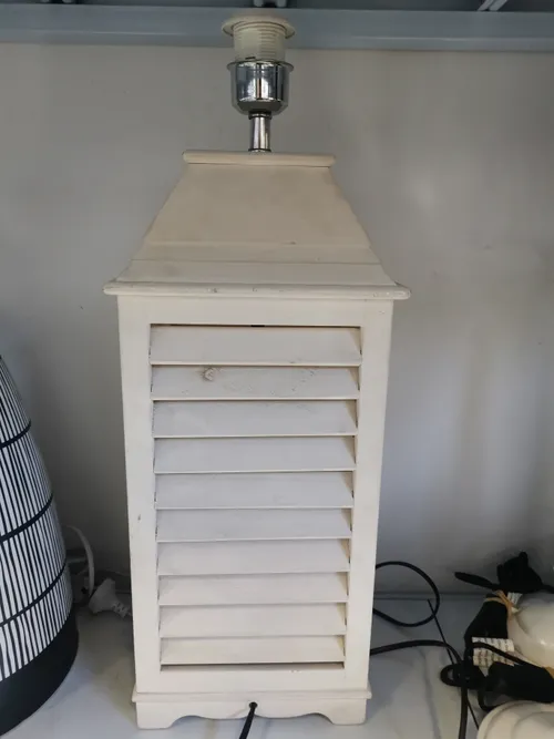 LP 5032 - Table Lamp - Coastal Oriental Style White Louvers 