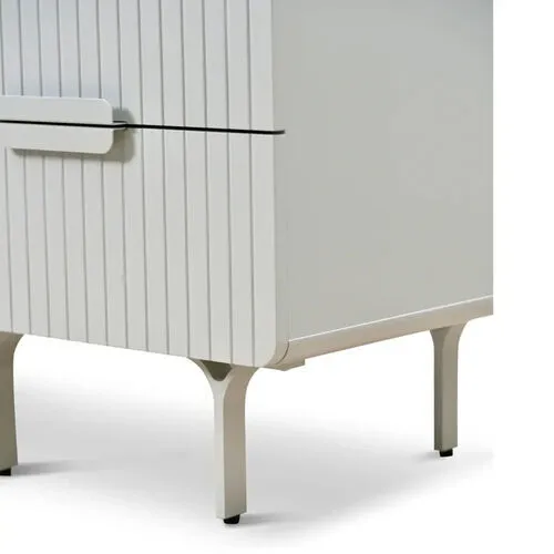 Luxe Range Light Grey Ribbed 2 Drawer Bedside Table - BST 0040