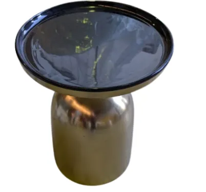 ST 0105 - Side Table - Blacktop with Brass Base