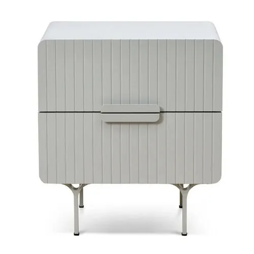 Luxe Range Light Grey Ribbed 2 Drawer Bedside Table - BST 0040