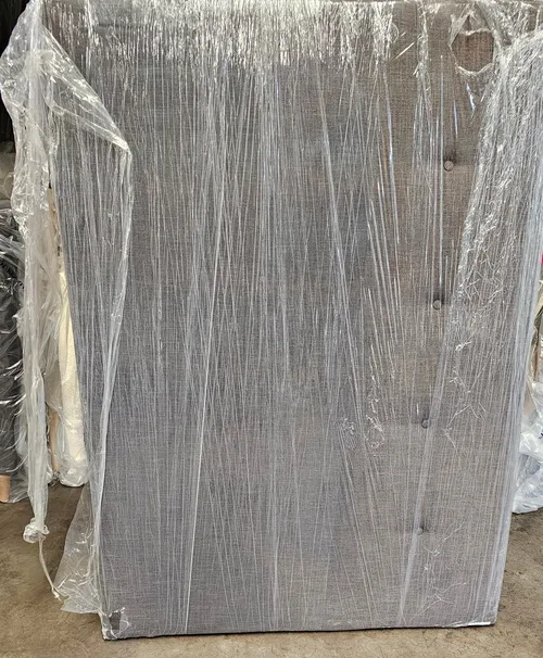 BH 4424 - Queen Bedhead - Grey Fabric with Single Button Row