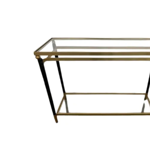 CN 3263 - Console - Black & Gold Frame with Inlay Glass Top & Shelf -  Sirius 022
