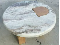CT 0119 - Coffee Table - Marble Top & Timber Base