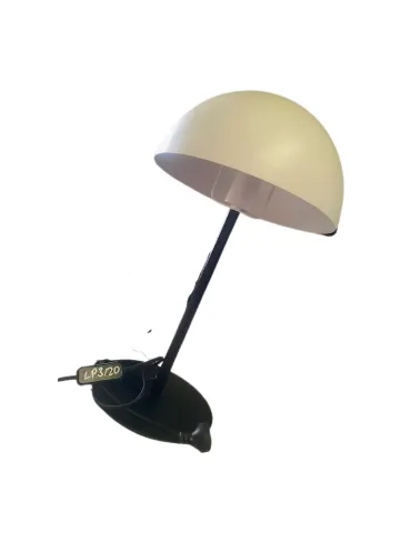 LP 3720 - Black Stem with White Dome Shade Metal Table Lamp