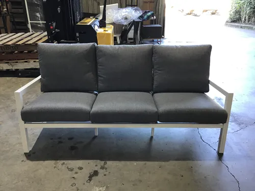 OD SF 9014 - Outdoor - Sofa - 3 Seater White Aluminium Frame with Grey Cushions