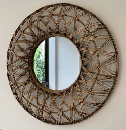 MIR 7177 - Mirror - Medium - Round with Rattan Frame 
