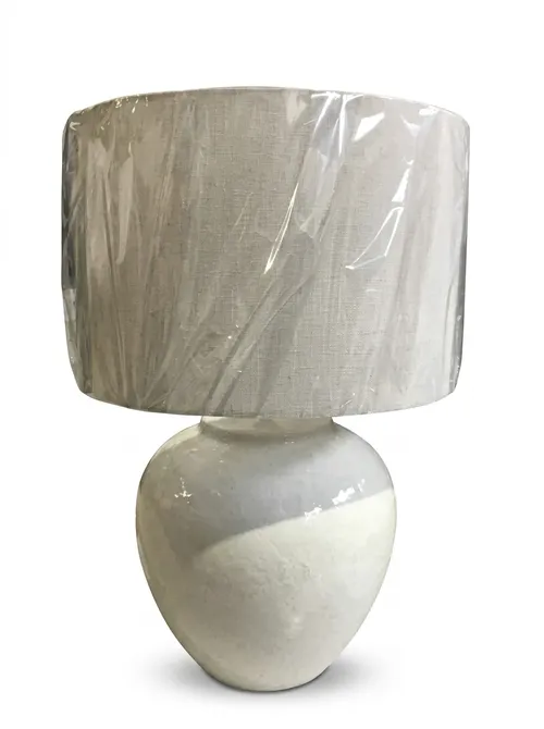 LP 1105 - Table Lamp - Natural Ceramic Crackle White Linen Shade