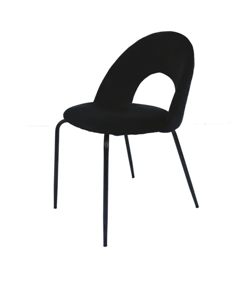 DC 6615 - Dining Chair - Black Velvet Cut-out Seat with Black Frame