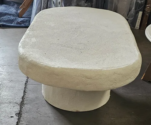 CT 0070 - Coffee Table - Sand Textured Oval Top on Pedestal Base