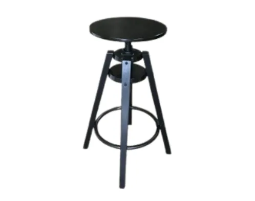 STL 9112 - Bar Stool - Black Timber Circular Seat with Tripod Legs