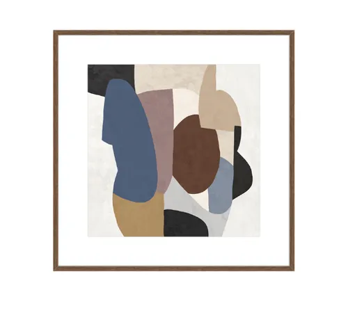 AW 0499A - Artwork - Medium - Retro Abstract Shapes in Coyote Brown Frame