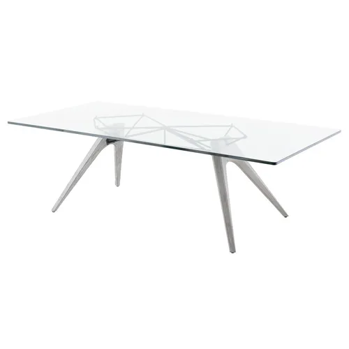 DT 6040 - Dining Table - Glass Top with Concrete & Black Metal Frame 