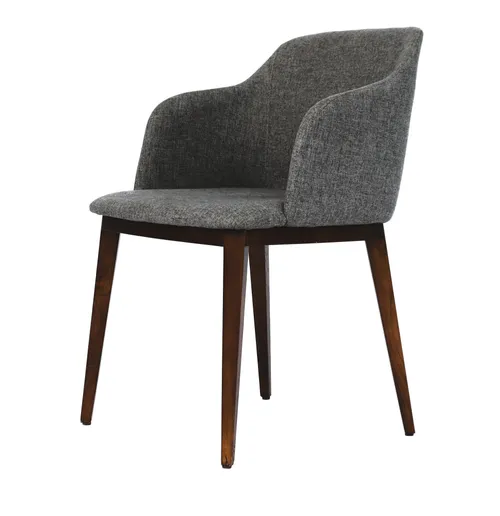 DC 8070 - Dining Chair - Grey Fabric Seat with Walnut Timber Frame 