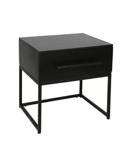 Black Timber Single Drawer Bedside Table - BST 0080