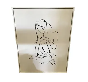 AW 4330 - Artwork - Large - Naked Women Line Drawing on White Canvas with White Frame