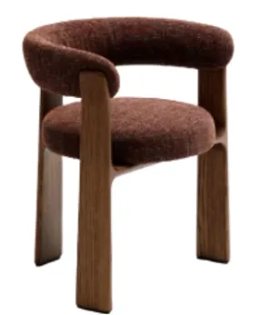 DC 0006 - Dining Chair - Brown Chenille & Dark Finish Ash Wood