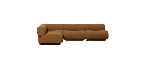 SF 0017 - Modular Sofa - 6 Piece Rust Brown Retro Curve Style
