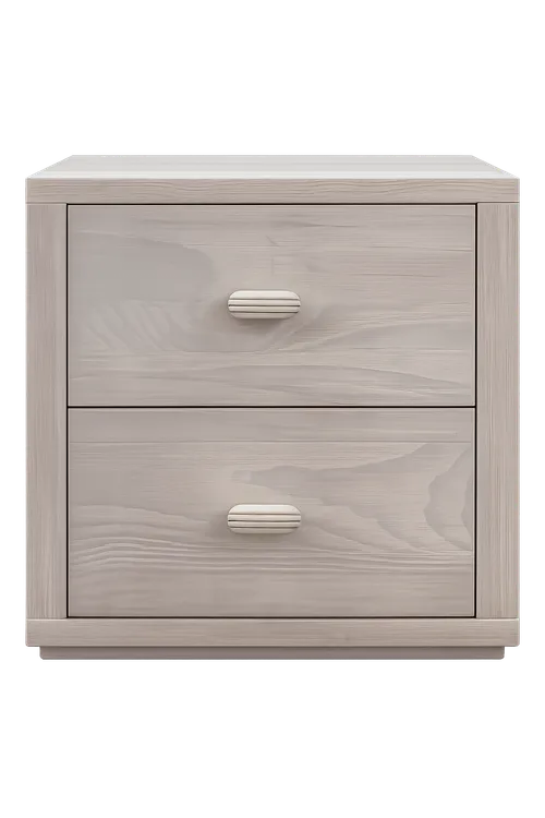 White Wood Two Drawer Bedside Table with Two Tone Handle - BST 4092