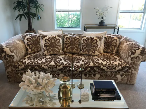 SF 6006 - Sofa - 3 Seater - Over sized vintage design brown floral pattern