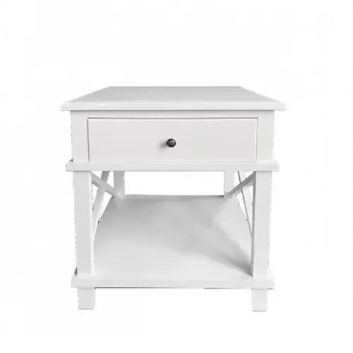 BST 1234 - Bedside Table - Single Drawer - White Hamptons Style 