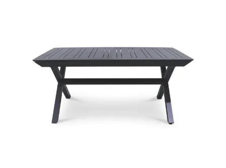 OD DT 9013 - Outdoor - Dining Table - Charcoal Aluminium 6 Seater with Cross Legs - Extendable