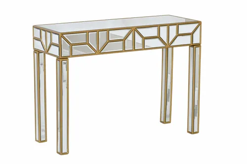 CN 9081 - Mirrored Console with Gold Frame & Patterned Lines