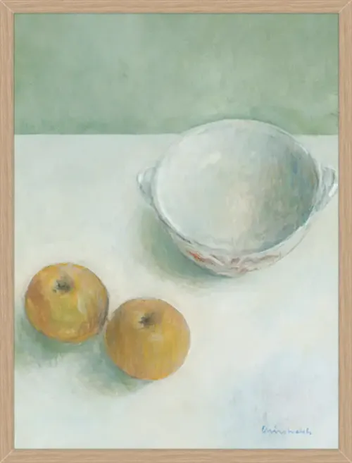 AW 0513 - Artwork - Medium - Russet Apples & Bowl in Natural Frame