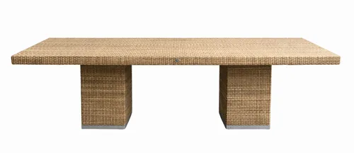 OD DT 3152 - Outdoor - Dining Table - Large Rectangular Light Brown Wicker