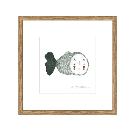 AW 0473 - Serigraph Fish in Natural Frame - Small Artwork