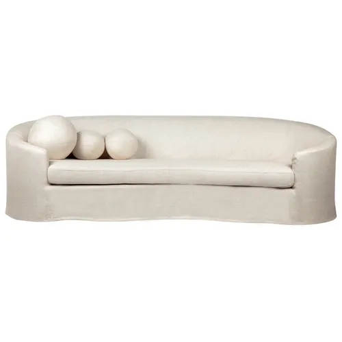 SF 6505 - Sofa - 3 Seater - Curved with Natural Linen Slip Cover 