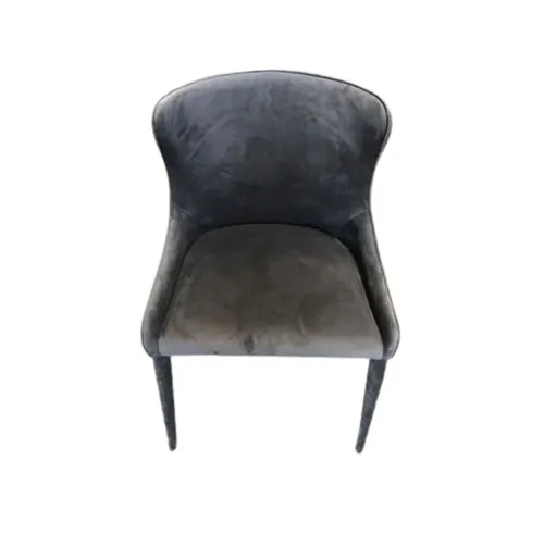 DC 0033 - Dining Chair - Grey Velvet Upholstered Curved Wing Back