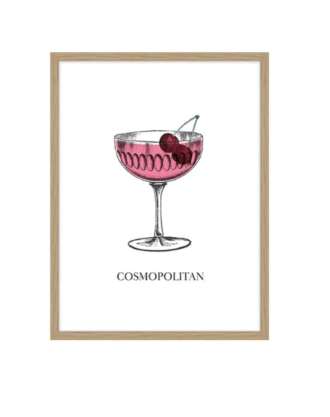 AW 0497B - Artwork - Medium - Retro Cosmopolitan Glass Framed Print