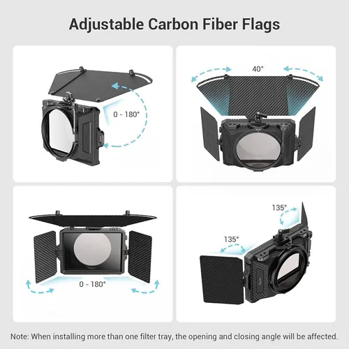 Smallig Mini Matte Box Pro for Mirrorless DSLR Cameras, Comes with 4 x 5.65 Filter Trays and 67mm/72mm/77mm/82mm-95mm Adapter Ring - 3680