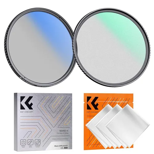 K&F Concept 77mm Black Diffusion 1/4 & 1/8 Filters Kit Mist Cinematic Effect Fil