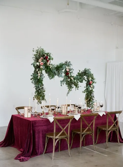Burgundy Velvet Tablecloth
