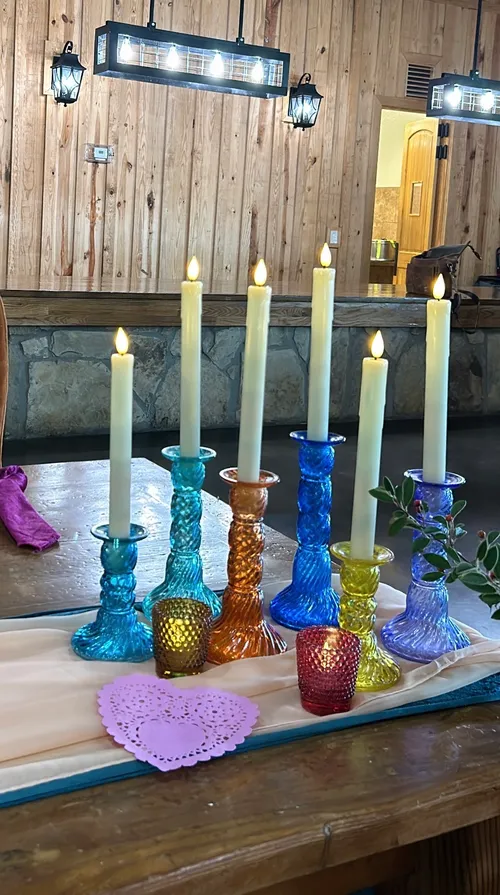 Colorful Glass Candleholder Set