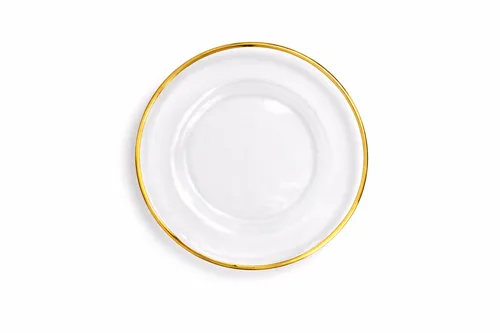 Clear Glass Salad Plate with Gold Rim