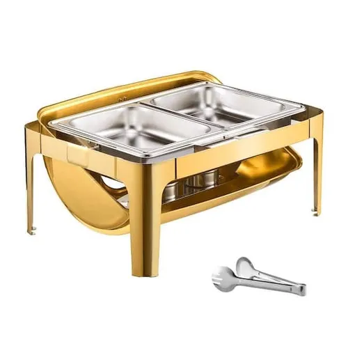 Gold Rectangular Roll-Top Chafing Dish