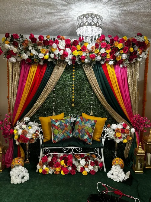 Green 3D Backdrop Mehndi Decor