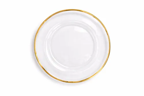 Clear Glass Dinner Plate with Gold Rim