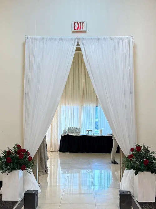 Draped Entrance with Floral Pillars