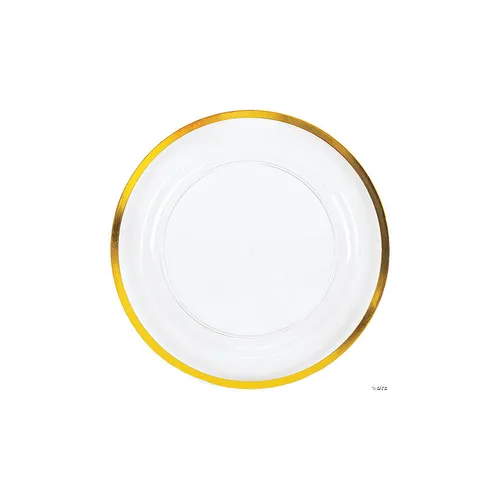 Clear Glass Dessert Plate with Gold Rim