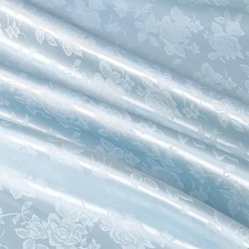 Classic Damask Jacquard Tablecloth - Sky Blue Round