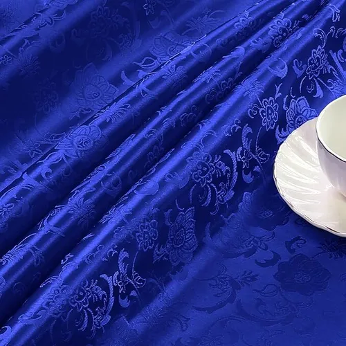 Classic Damask Jacquard Tablecloth - Dark Blue Round