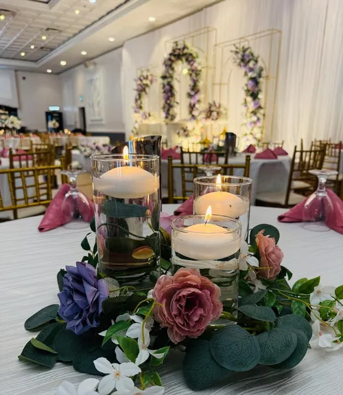 Floating Candle Centerpiece with Floral Ring