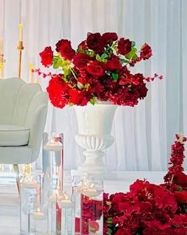 White large vase with florals