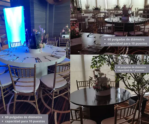 Mesa redonda de madera para invitados